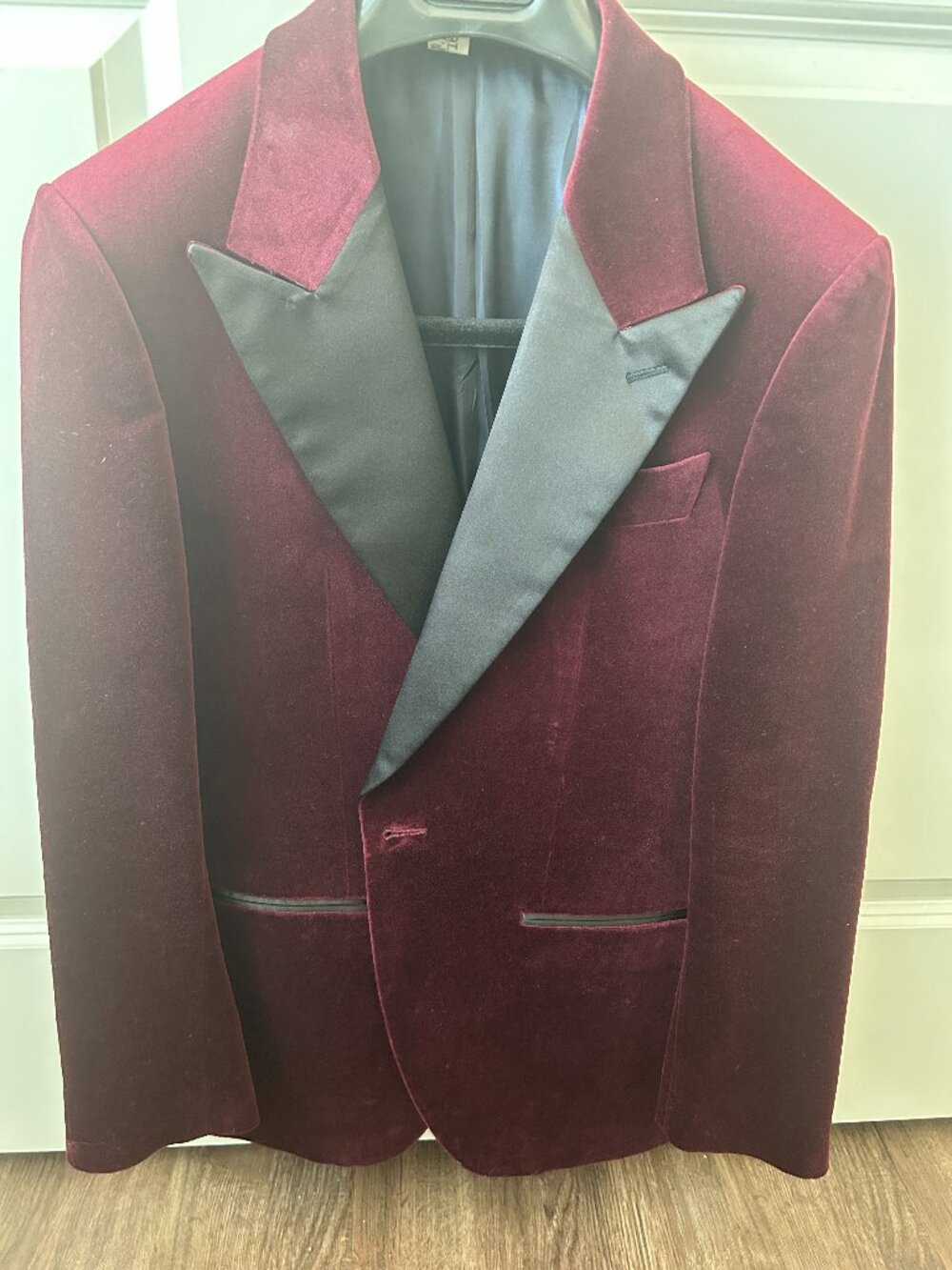 Spier & Mackay Burgundy Velvet Dinner Jacket 38S Brisbane Moss Tuxedo Blazer